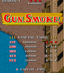 Gun.Smoke (World) Title Screen